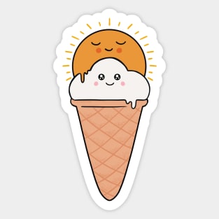 Ice cream sun and cloud Sticker